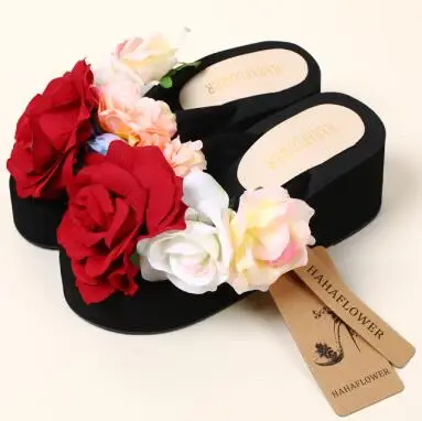 HAHAFLOWER New 2017 women flip flops Beach sandals fashion flower slippers summe - £58.84 GBP