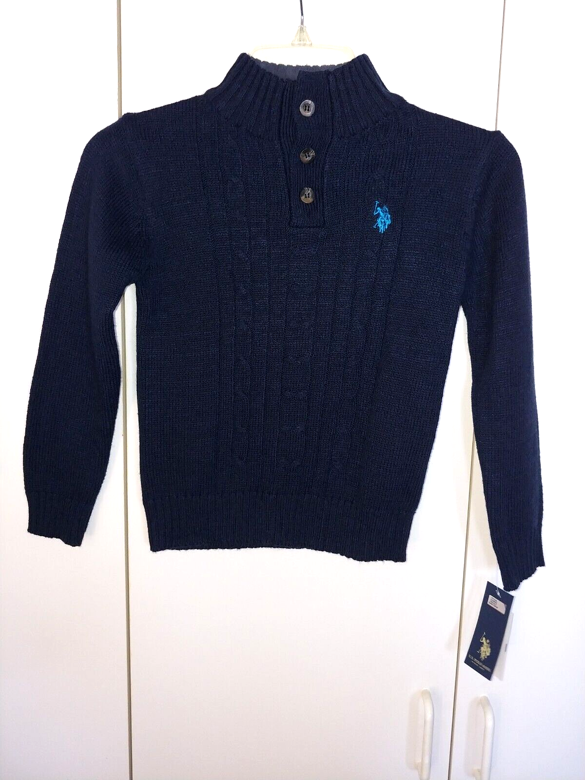 US POLO ASSOCIATION BOY'S LS PULLOVER KNIT MOCK NECK SWEATER-(L)6-COTTON BLEND - $8.59