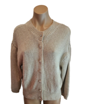 AUTUMN CASHMERE Moyen Beige Cardigan with Glitter Accents &amp; Crystal Butt... - £71.71 GBP