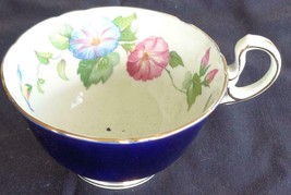 Vintage Aynsley Footed Teacup – Beautiful Cobalt Blue Outer – FLORAL DESIGN – VG - £15.73 GBP