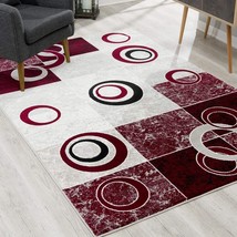 8 Red and White Geometric Power Loom Runner Rug - €108,13 EUR