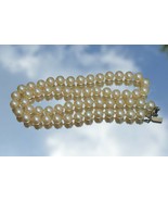 Vintage MARVELLA  Glass Faux Pearl Beads Hand Knotted Necklace! 19.5'' inches - $9.46