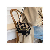 Small Checkerboard Handbag   with Shoulder Strap Colors Black Coffee &amp; B... - £18.37 GBP