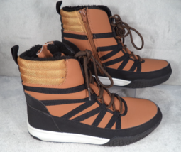 STQ Boots Shoes Slip On Womens Size 8 Brown Black Lace Side Zip High Top - $24.70
