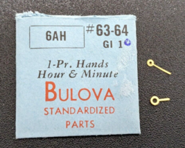 NOS Genuine Bulova 6AH GI 10 - HR/MIN Watch Hands Set/Pair #63-64 Gold - Index - £11.06 GBP