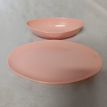 Melmac Oval Serving Bowl and Platter Pink - £13.25 GBP