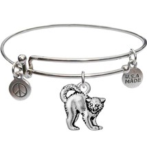 Bangle Bracelet and Halloween Cat Charm - £10.19 GBP