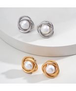 Sterling Silver 18K gold plated Elegant Natural Pearl Earrings Luxury Ea... - £48.05 GBP