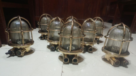 Marine Brass Solid Nautical Ship Mount Bulkhead Passageway Old Light Lot Of 8 - $907.14