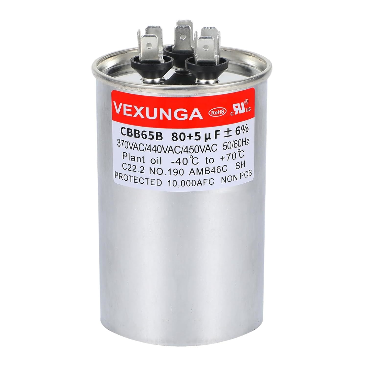 Ac Capacitor 80+5 Uf 80/5 Mfd 370 Or 440 Or 450 Vac Cbb65B Dual Run Start - $31.97