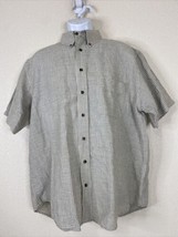 Roundtree &amp; Yorke Men Size L White/Black Check Button Up Shirt Short Sleeve - £5.29 GBP