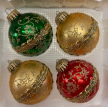 Vintage Set of 4 Christmas By Krebs Nostalgia Blown Glass Christmas Balls - £23.40 GBP