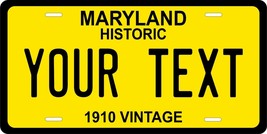 Maryland 1910 Historic License Plate Personalized Custom Car Bike Motorcycle - £8.78 GBP+
