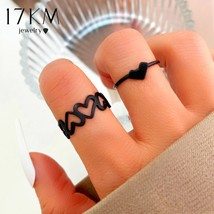 Vintage Black EMO Punk Ring Simple Minimalist Finger Rings Set for Women 17KM Ge - £11.43 GBP