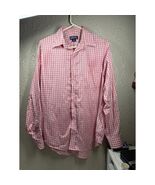 Lands&#39; End Mens Long Sleeve Dress Shirt White Red Plaid Cotton Size 16-35 - $30.76 CAD