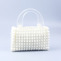 Wedding Clutch Retro Handmade Beaded Pearl Handbag Dinner Bag Small Tote Bag - £46.57 GBP