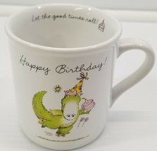 AG) Vintage 1985 Hallmark Happy Birthday Rim Shots Coffee Mug Skating Dinosaur - £7.90 GBP