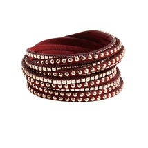 Torrid 8 wire studded wrap bracelet wine and gold snap button closure NWT sz 1/2 - £14.75 GBP