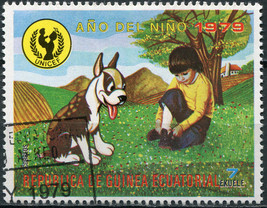 Equatorial Guinea. 1979. Child with dog (CTO) Stamp - £1.06 GBP