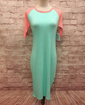 LuLaRoe JULIA Dress Raglan Short Sleeve Mint Green Pink BodyCon Stretch Size XS - £21.12 GBP