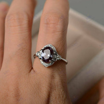 2.3CT Oval Cut Alexandrite &amp; Diamond Art Deco Ring for Women 18K White Gold Over - £110.91 GBP