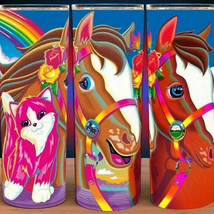 Rainbow Horses with Pink Kitten  Coffee Cup Mug Tumbler - £15.69 GBP