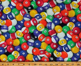 Cotton Billiards Pool Balls Games Game Night Fabric Print by the Yard D669.62 - £10.99 GBP