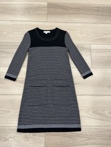 Chloe Womens Black Gray Wool Striped Crew Neck Long Sleeve Sweater Dress... - $69.29