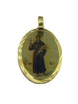 18k Gold Plated Saint St.Benito de Palermo Oval Catholic Medal Necklace ... - $12.75