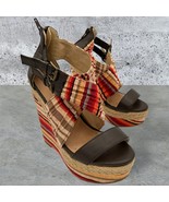 Soda Wilbur striped 1.5 inch platform 5 inch heel wedge sandals women&#39;s ... - $4.57