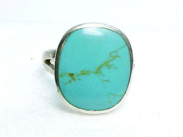 Turquoise Ring Set In Sterling Silver Designer Signed -Size 8 3/4 -FREE Shipping - £47.96 GBP