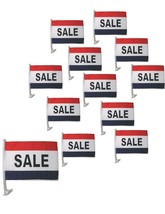 CAR DEALER SUPPLIES 50pc Pack Car Window Clip On Flags Sale patriotic R/W/B - £141.50 GBP