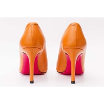 The Maneadero Orange Leather Pump Fuchsia Sole Women Shoe image 3