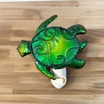 5” Green Turtle Night Light Plug In Metal and Abalone Shell - £13.44 GBP