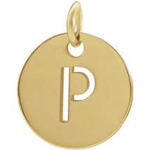 Precious Stars Unisex 14K Yellow Gold Initial P Disc Pendant - £100.69 GBP