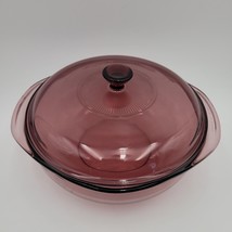 Pyrex Vision Ware 2QT 2L Baking Bowl Casserole Dish 024 Amethyst Purple Glass - £15.81 GBP