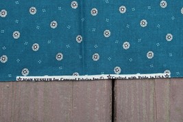 3.8 yd Joan Kessler for Concord Teal Medallion Print Fabric USA Made - $15.96