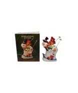 International Bazaar Snowman on Skies Night Light Ceramic Lamp No Bulb o... - $275.49 MXN