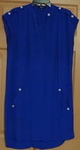 MADEWELL BLUE SLEEVELESS OVERSIZED TUNIC MINI DRESS XS S WHITE BUTTONS P... - £7.90 GBP