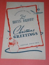 World War II Christmas Menu Vintage 1943 Keesler Field Mississippi Goolrick - $39.99