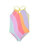 Wonder Nation Girls Wave Swimsuit With UPF 50+ 1-Piece Multicolor Size L... - $289.13 MXN