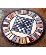Round Handmade Vintage Art Marble Inlay Coffee Table Top, Marble Inlay C... - $706.00+