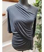 Izzue Collection Women Black 100% Tencel Long Sleeve V-Neck Casual Shirt Size SM - $45.00