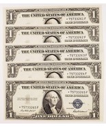 Lot of 5 Consecutive 1935-F Silver Certificate Star Notes FR #1615 AU - $235.75