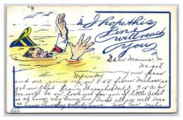Comic Drowning Man Hopes Line Will Reach You 1905 UDB Postcard S2 - £4.30 GBP