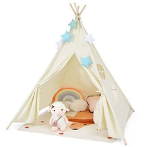 Foldable Kids Canvas Teepee Play Tent - Color: Beige - £71.20 GBP