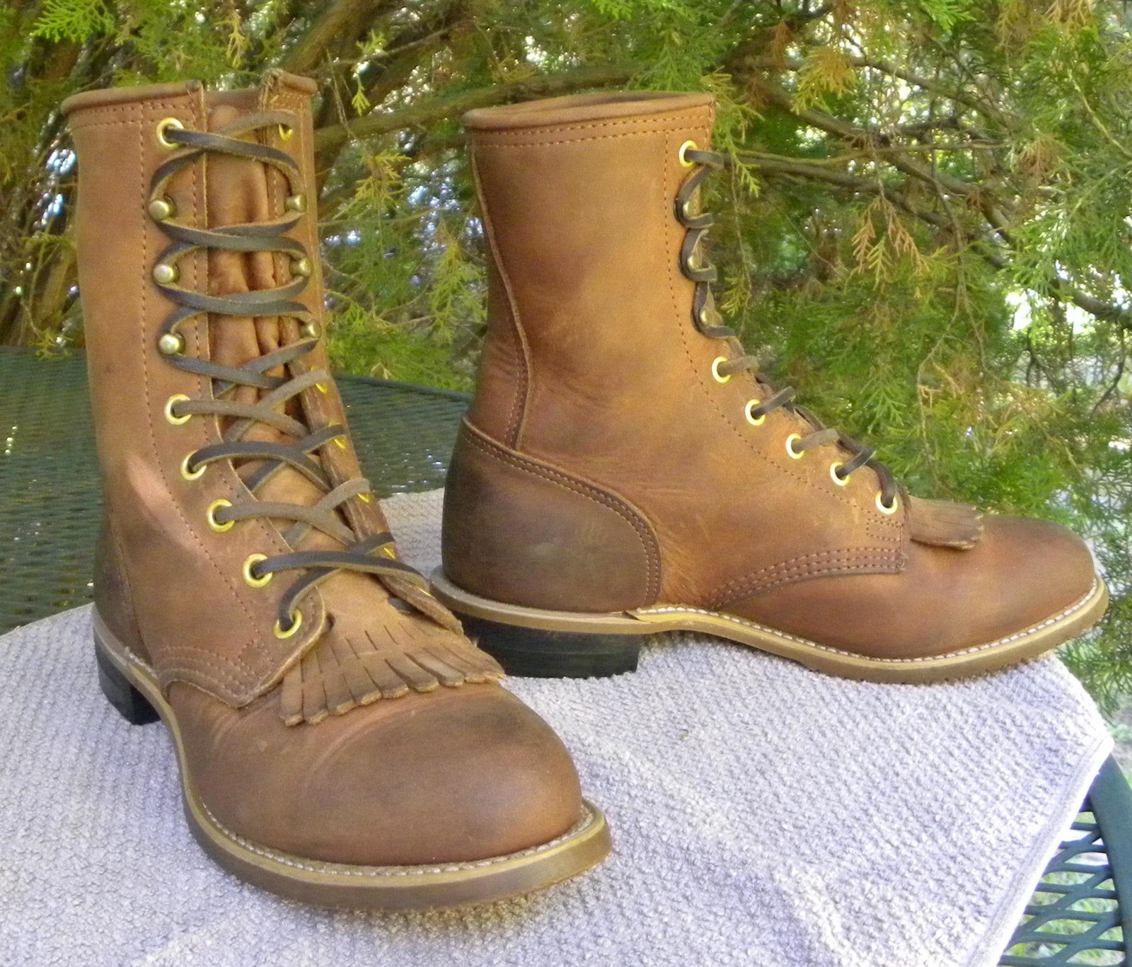 Vintage PD Tuff USA Leather Paddock Boots Western Lace up Kiltie Womens 8.5 - $125.00