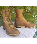 Vintage PD Tuff USA Leather Paddock Boots Western Lace up Kiltie Womens 8.5 - €107,28 EUR