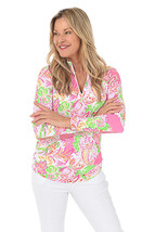 Nwt G Lifestyle Petra Paisley Pink Long Sleeve Mock Golf Shirt Xl &amp; Xxl - £55.94 GBP