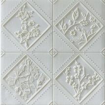 Dundee Deco PJ2215 Off White Flowers in Rhombus 3D Wall Panel, Peel and Stick Wa - $12.73